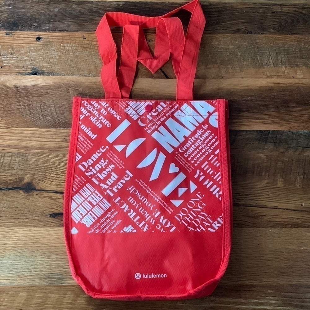 Lululemon Love White Red Reusable Tote Carryall